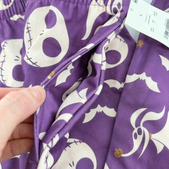 Disney Pajama Pants Nightmare Before Christmas Jack Skellington Large Purple NEW - Picture 8 of 8
